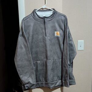 Carhartt Mens 1/4 Zip Long Sleeve Pullover Size 3XL Metallic Silver Gray